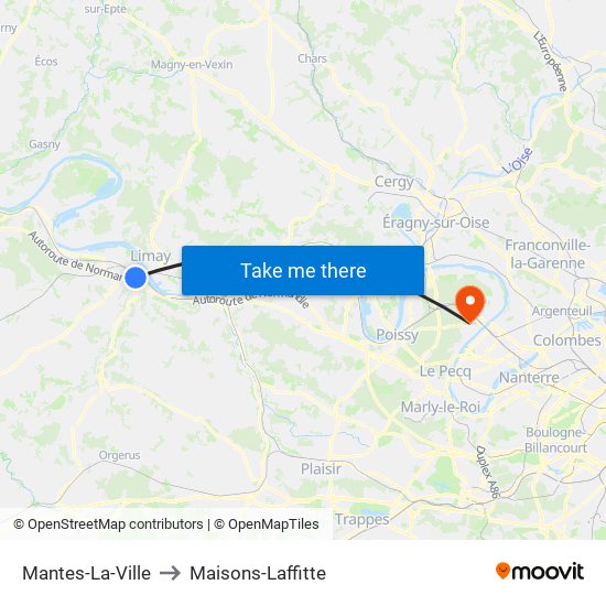 Mantes-La-Ville to Maisons-Laffitte map