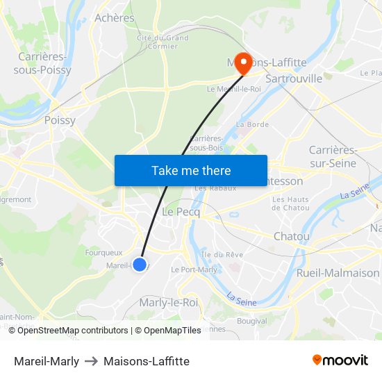 Mareil-Marly to Maisons-Laffitte map