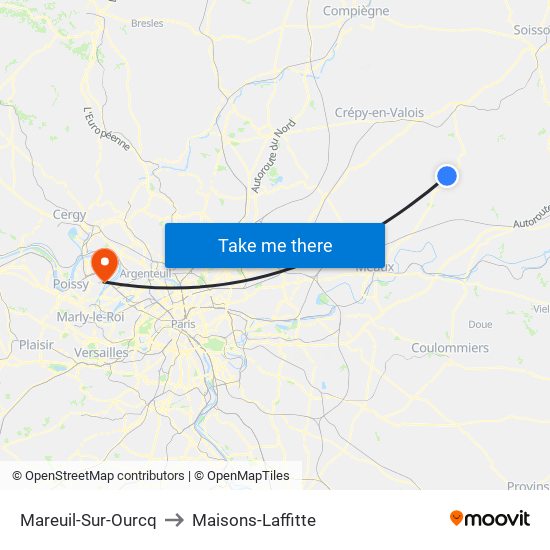 Mareuil-Sur-Ourcq to Maisons-Laffitte map