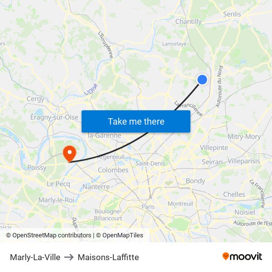 Marly-La-Ville to Maisons-Laffitte map