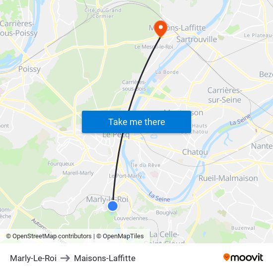 Marly-Le-Roi to Maisons-Laffitte map