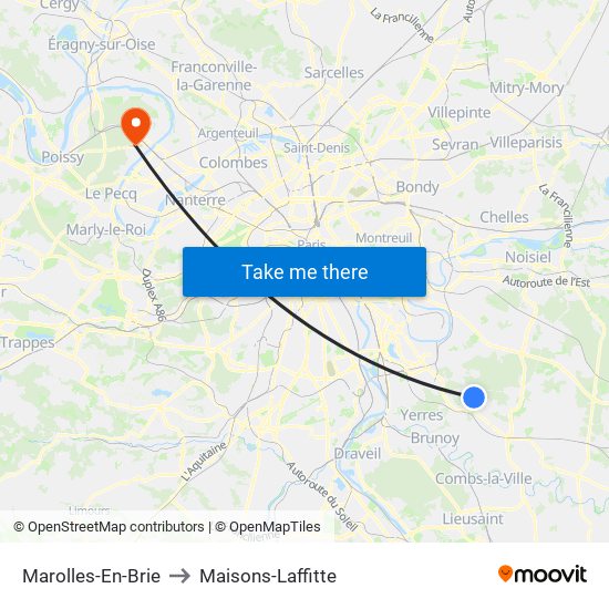 Marolles-En-Brie to Maisons-Laffitte map