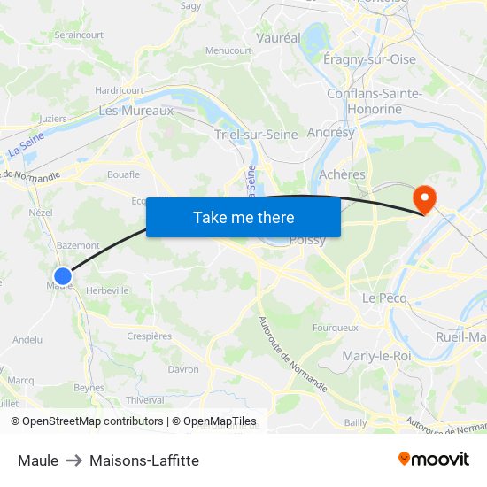Maule to Maisons-Laffitte map