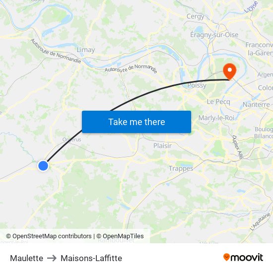 Maulette to Maisons-Laffitte map