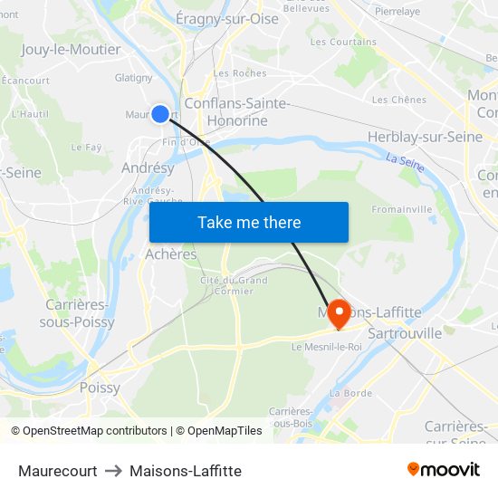 Maurecourt to Maisons-Laffitte map
