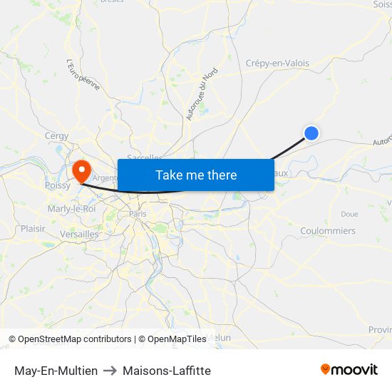 May-En-Multien to Maisons-Laffitte map