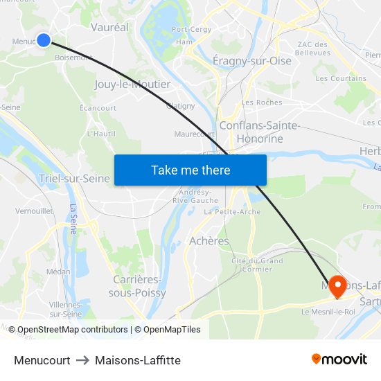 Menucourt to Maisons-Laffitte map