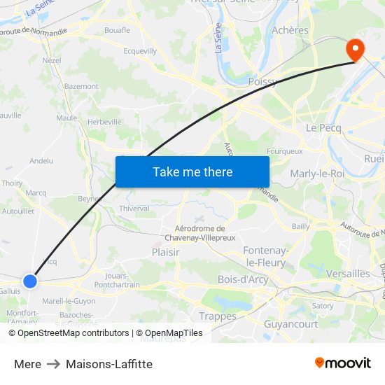 Mere to Maisons-Laffitte map