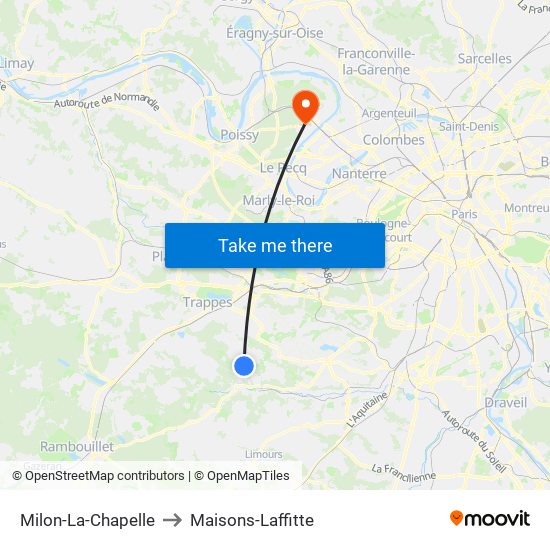 Milon-La-Chapelle to Maisons-Laffitte map