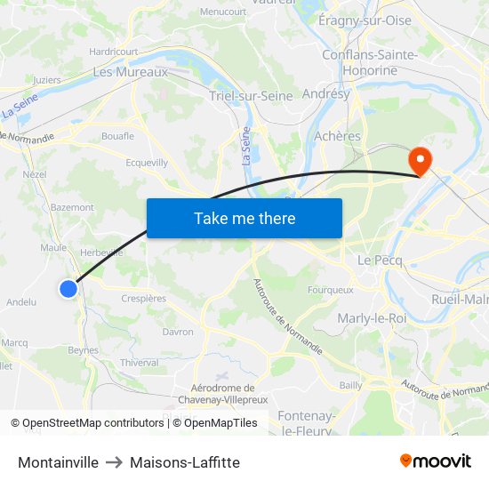 Montainville to Maisons-Laffitte map
