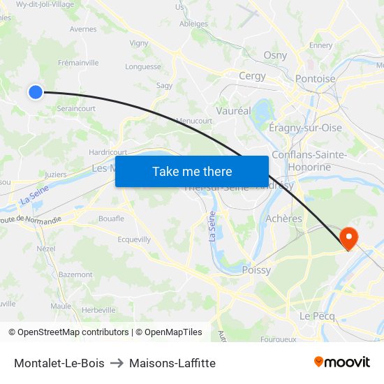 Montalet-Le-Bois to Maisons-Laffitte map