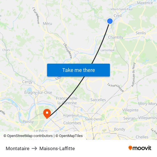 Montataire to Maisons-Laffitte map