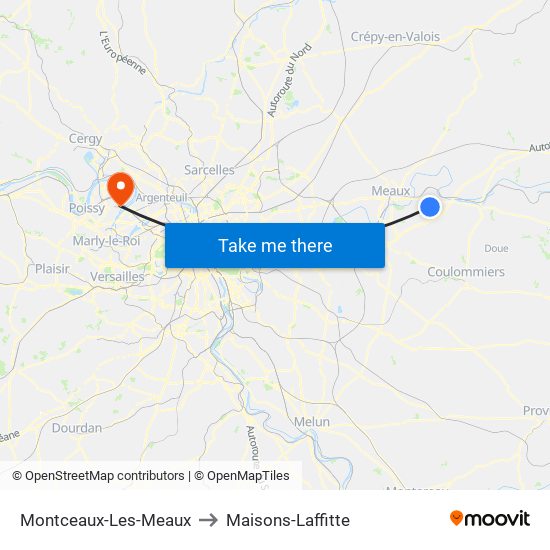 Montceaux-Les-Meaux to Maisons-Laffitte map