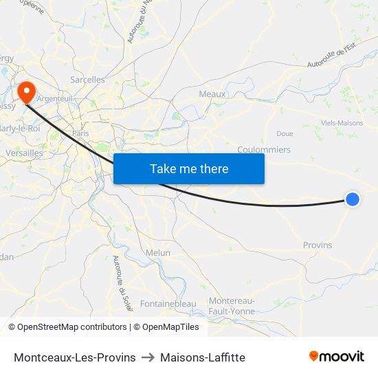 Montceaux-Les-Provins to Maisons-Laffitte map