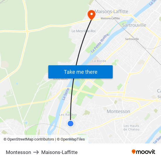 Montesson to Maisons-Laffitte map