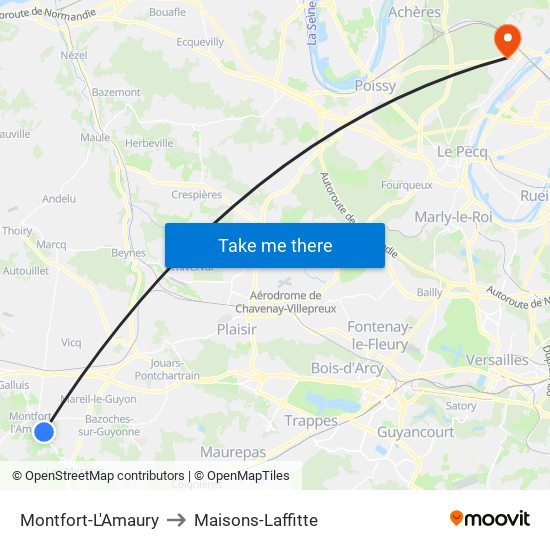 Montfort-L'Amaury to Maisons-Laffitte map