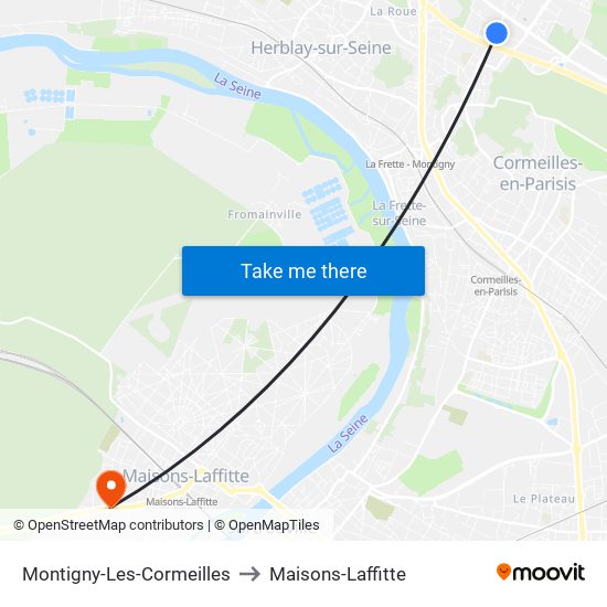 Montigny-Les-Cormeilles to Maisons-Laffitte map