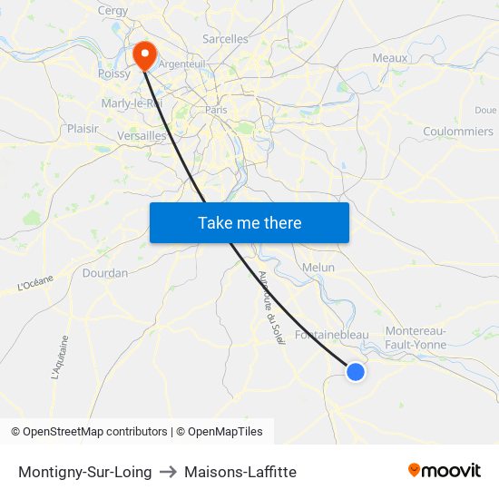 Montigny-Sur-Loing to Maisons-Laffitte map