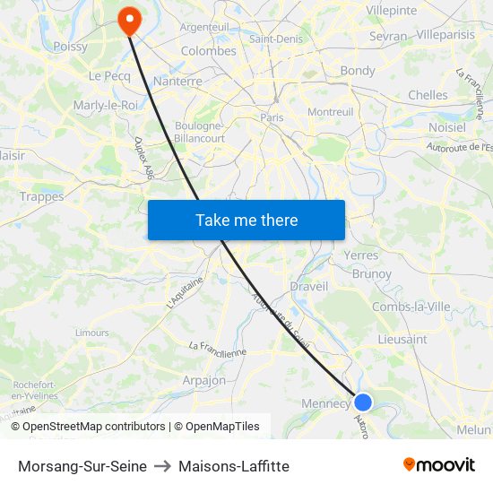 Morsang-Sur-Seine to Maisons-Laffitte map