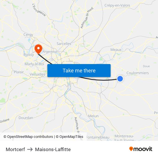 Mortcerf to Maisons-Laffitte map