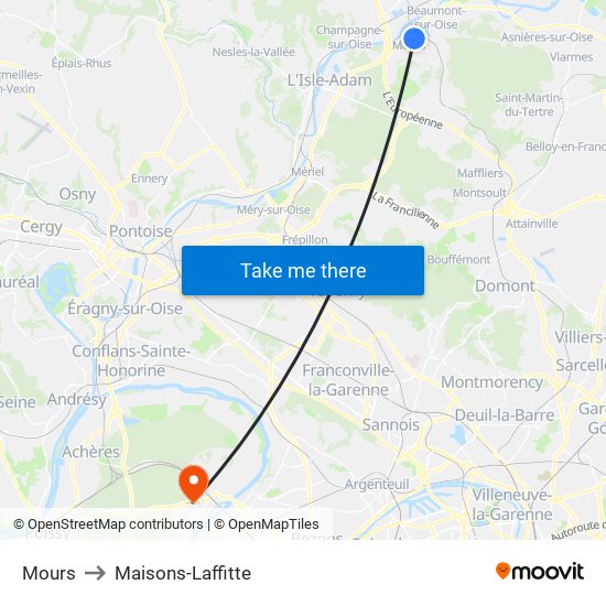 Mours to Maisons-Laffitte map