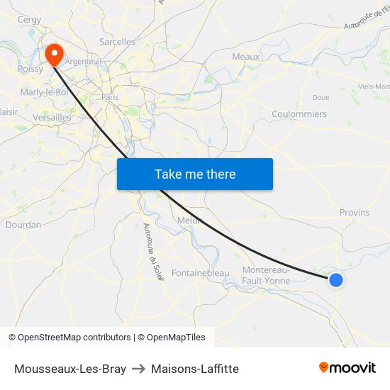 Mousseaux-Les-Bray to Maisons-Laffitte map