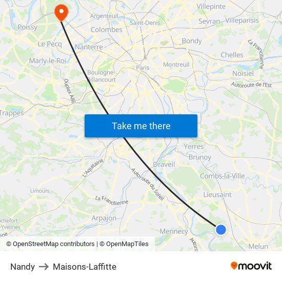 Nandy to Maisons-Laffitte map
