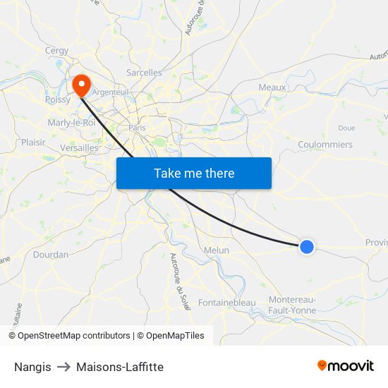 Nangis to Maisons-Laffitte map