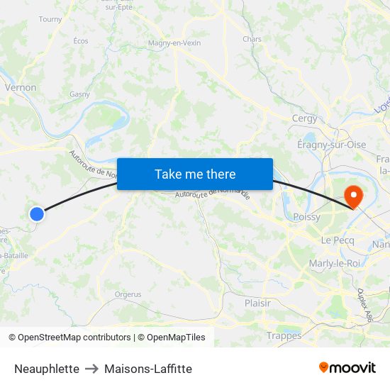 Neauphlette to Maisons-Laffitte map