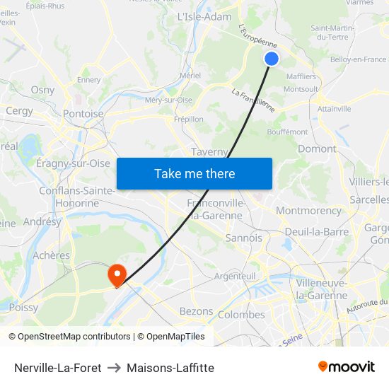 Nerville-La-Foret to Maisons-Laffitte map