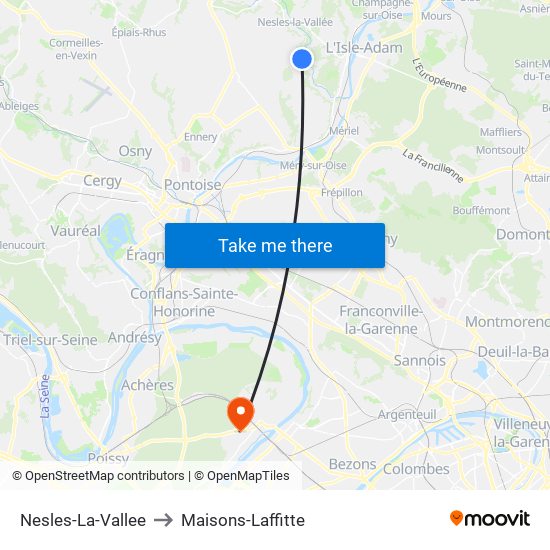 Nesles-La-Vallee to Maisons-Laffitte map