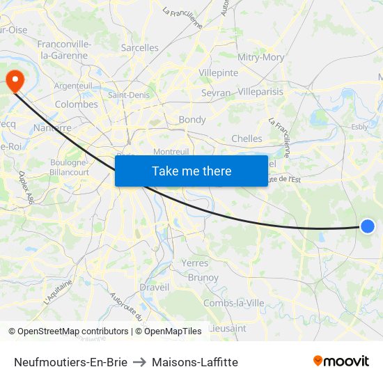 Neufmoutiers-En-Brie to Maisons-Laffitte map