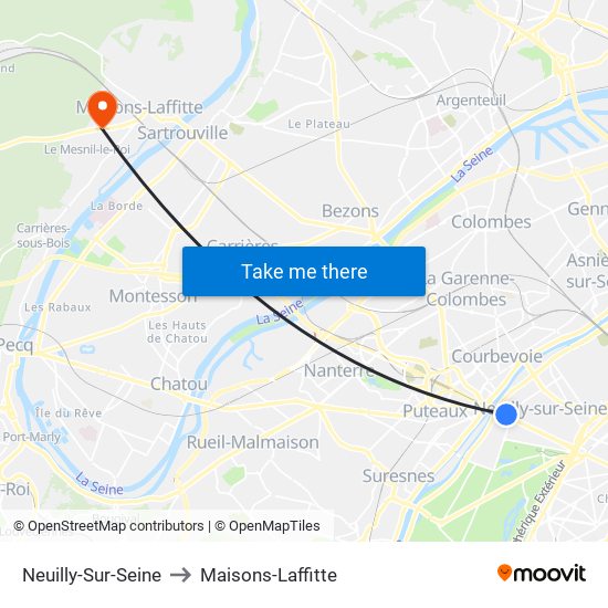 Neuilly-Sur-Seine to Maisons-Laffitte map