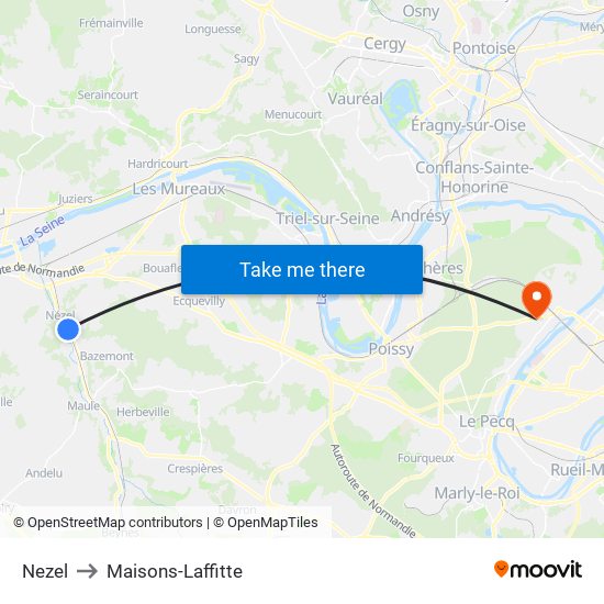 Nezel to Maisons-Laffitte map