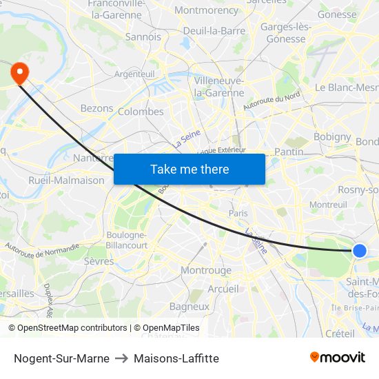 Nogent-Sur-Marne to Maisons-Laffitte map
