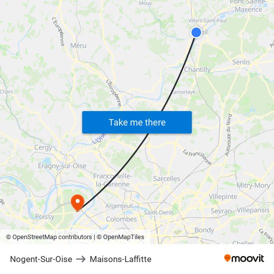 Nogent-Sur-Oise to Maisons-Laffitte map