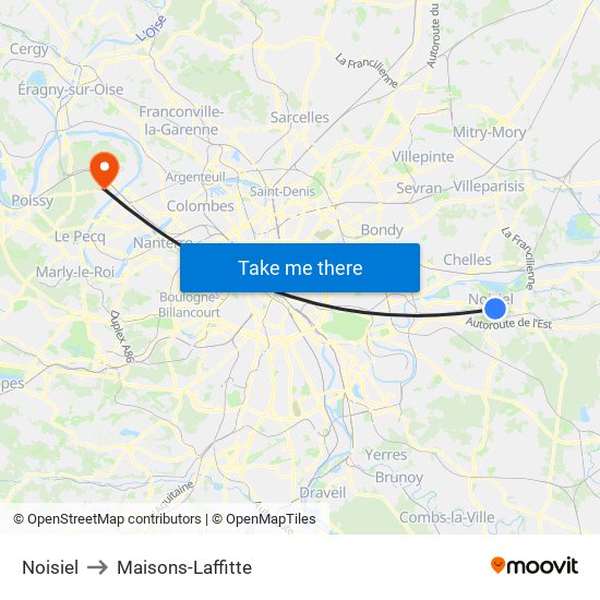 Noisiel to Maisons-Laffitte map
