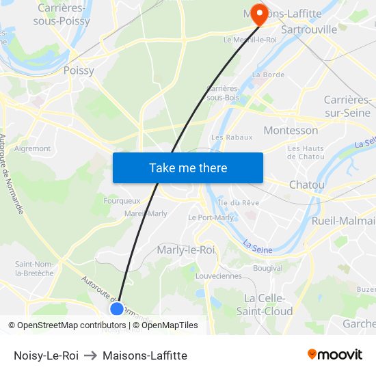 Noisy-Le-Roi to Maisons-Laffitte map