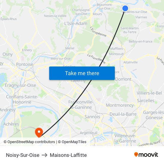 Noisy-Sur-Oise to Maisons-Laffitte map