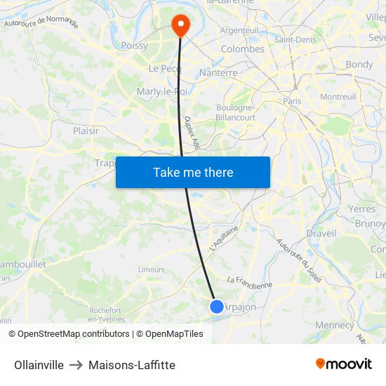 Ollainville to Maisons-Laffitte map