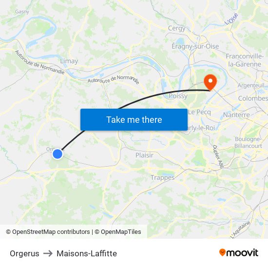 Orgerus to Maisons-Laffitte map