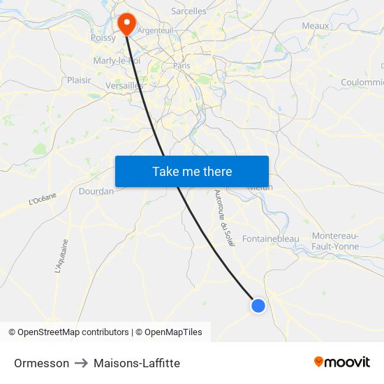 Ormesson to Maisons-Laffitte map