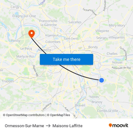 Ormesson-Sur-Marne to Maisons-Laffitte map