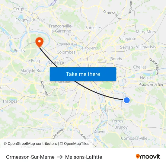 Ormesson-Sur-Marne to Maisons-Laffitte map