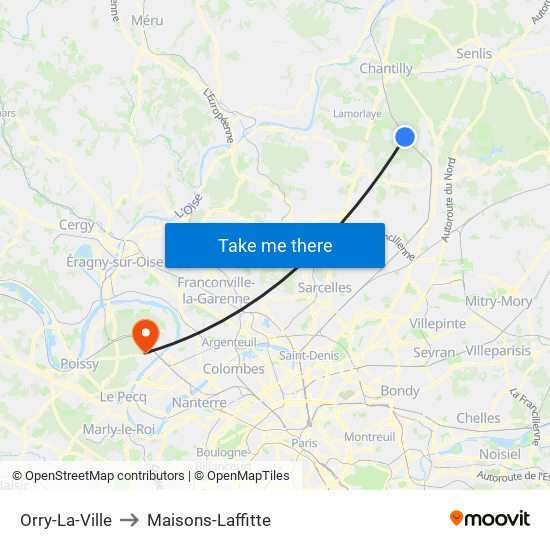 Orry-La-Ville to Maisons-Laffitte map