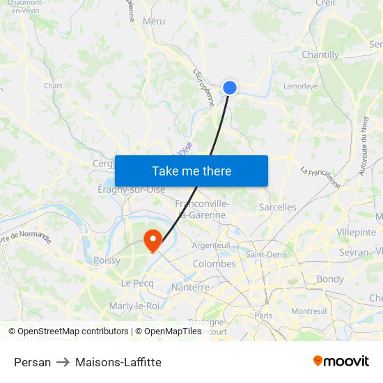 Persan to Maisons-Laffitte map