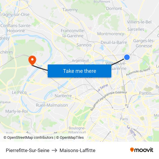 Pierrefitte-Sur-Seine to Maisons-Laffitte map