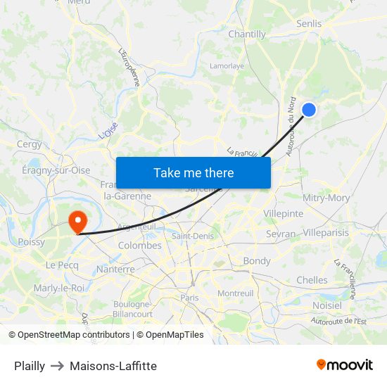 Plailly to Maisons-Laffitte map