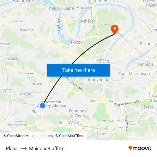 Plaisir to Maisons-Laffitte map