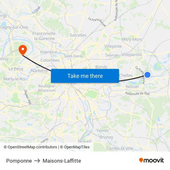 Pomponne to Maisons-Laffitte map